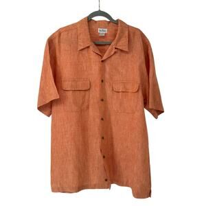 Paul Men's Fredrick Orange Short Sleeve Button-Down Linen Shirt
